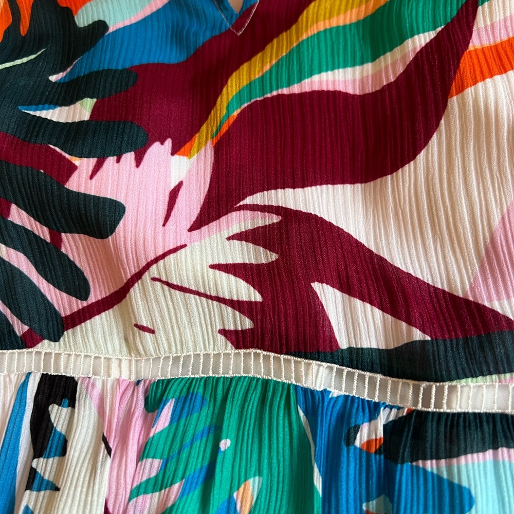 Marie Oliver Silk Frida Mini Dress Flutter Sleeve Tropical Print Multico… - Picture 11 of 12
